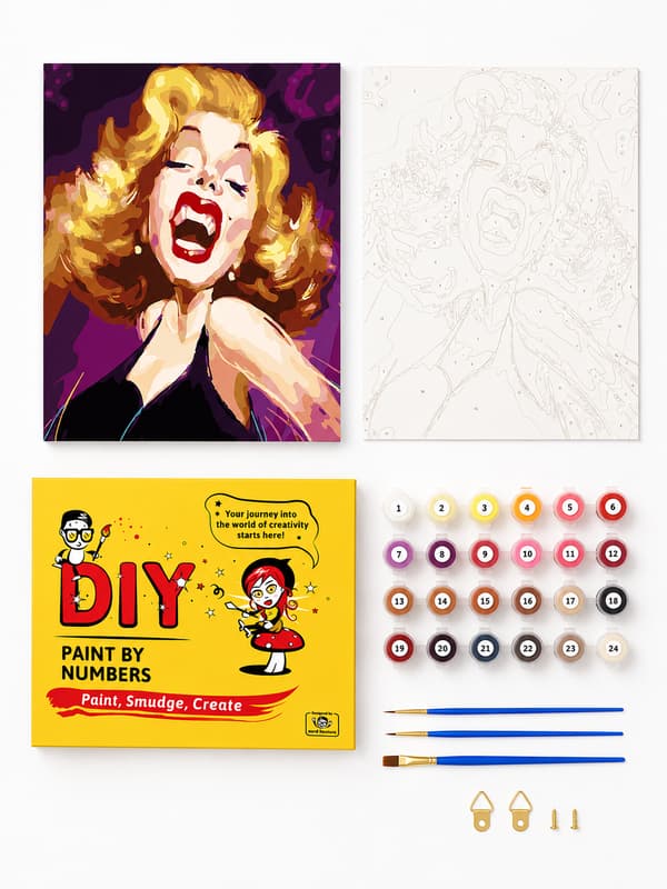 Målning med siffror med ram Marilyn Monroe 40x50 cm