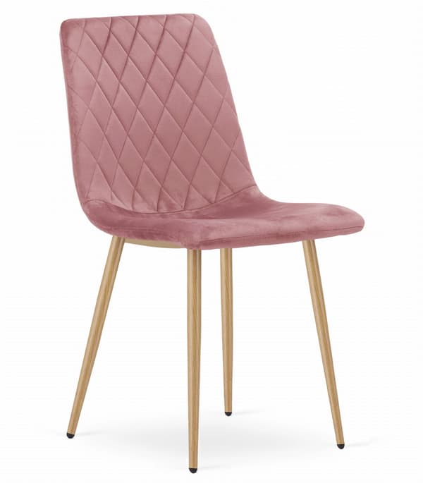 TURIN stol - rosa sammet / träfärgade ben x 2