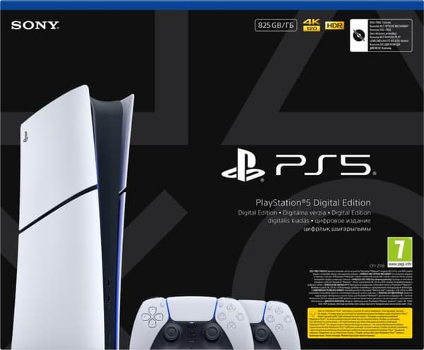 Konsol PLAYSTATION 5 Slim Digital Edition 825GB E Chassis (CFI-2100) + Ekstra Dualsense-controller Hvid-sort