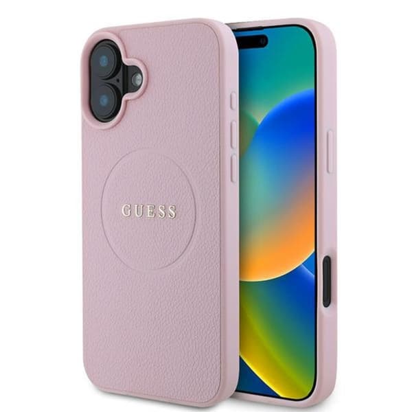 Guess Grained Ring MagSafe - iPhone 16 Plus cover (lyserød)