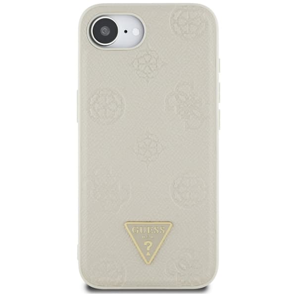 Guess Grained Hot Stamp Peony Triangle Logo MagSafe - iPhone 16e -kotelo (beige)