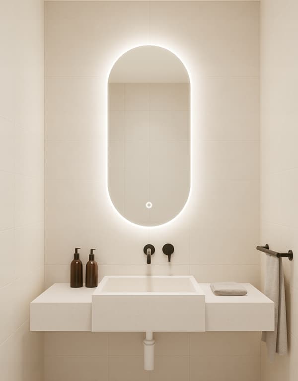 Oval LED Mirror 70x110 with Touch Switch Waterproof IP65 LUNA