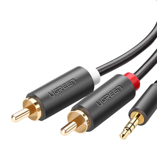 UGREEN AV102 Kaapeli 2x RCA (Cinch) jakki 3,5 mm 1m (musta)