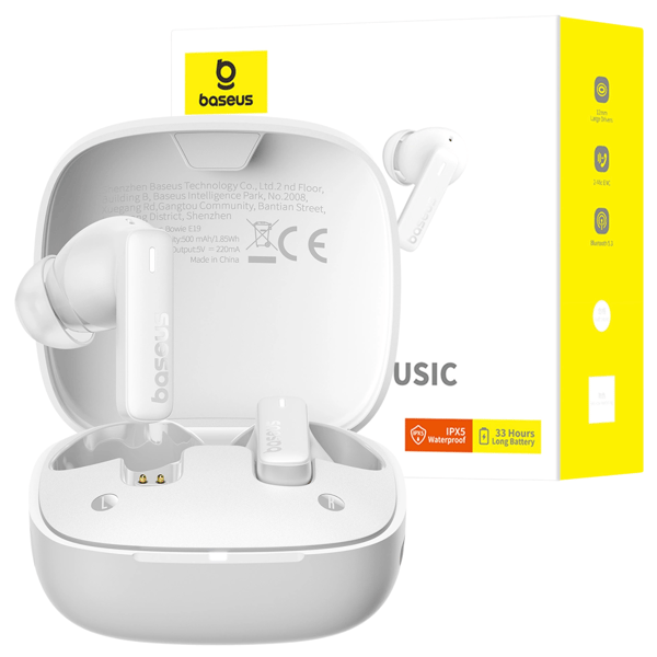 Baseus Bowie E19 TWS Hovedtelefoner (Hvide)