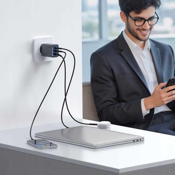 MCDODO VÆGOPLADDER STRØMFORSYNING CUBE 3X USB-C PD USB 100W SORT