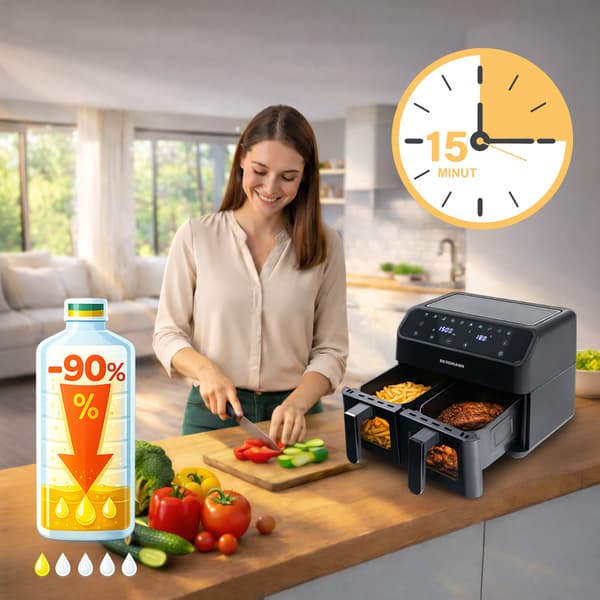 Bergmann YA airfryer uden olie 2 kamre 4l+4l 2000W