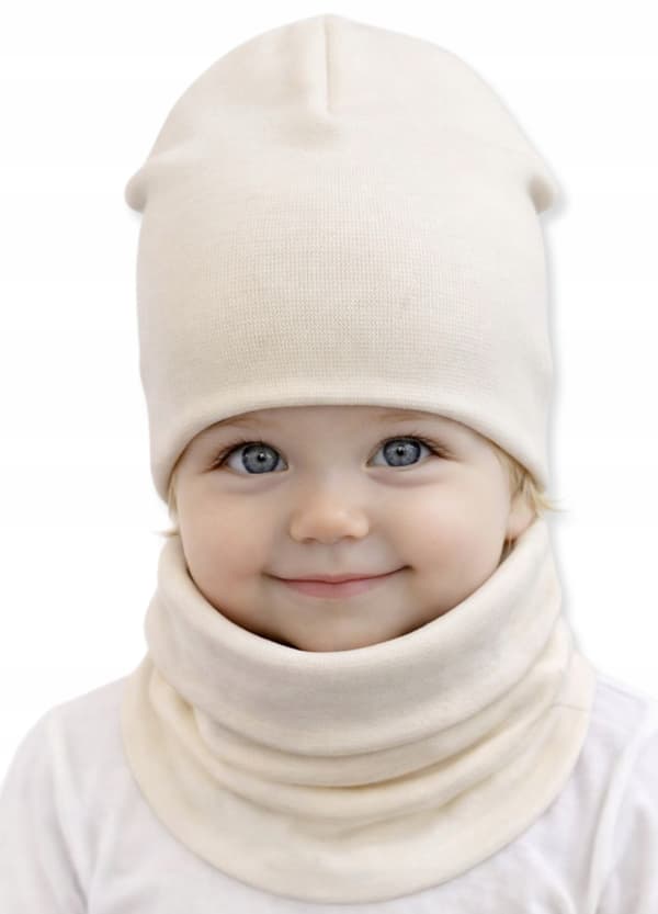 Set MÖSSA + HALSDUK 74-80-86 babyset 40/44 VÅR ECRU