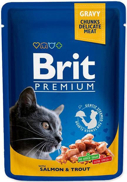 Brit Premium Cat | Våtfoder för katter | 100 g påse - LAX & ÖRING | Lax och öring 100 g