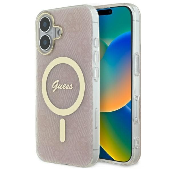 Guess GUHMP16MH4STP iPhone 16 Plus 6.7 rosa hårt skal IML 4G MagSafe