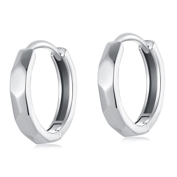 Geometriska silverörhängen med ringar, spännen i 925 silver
