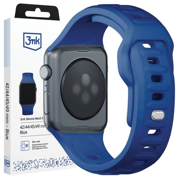 42/44/45/46/49 mm Blå (stor) - 3mk Silikone Urrem til Apple