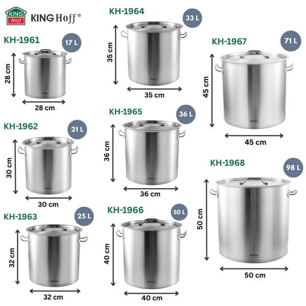 GASTRONOMISK GRYDE MED STÅLÅG 21L KINGHOFF KH-1962