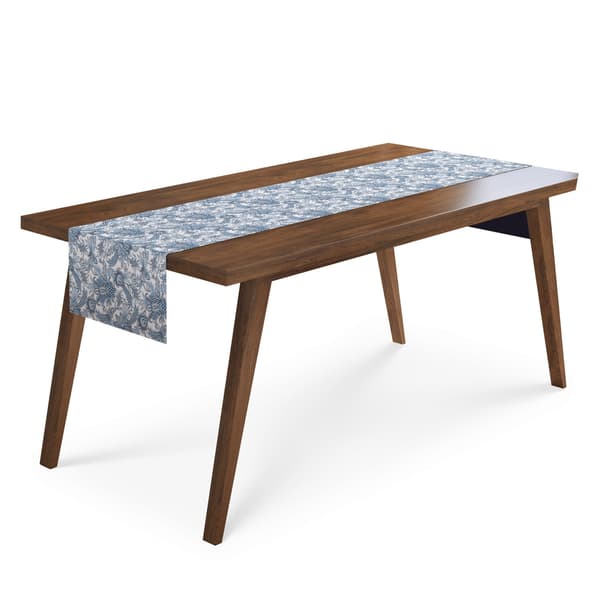 Dekorativ bordløber 85x85 Panamablade Blå