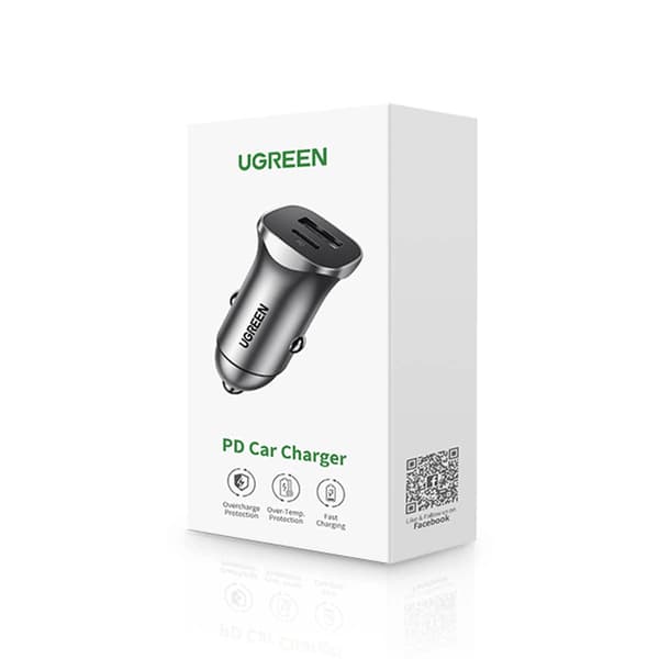 Ugreen CD130 USB-A / USB-C 30W Autolaturi - Harmaa