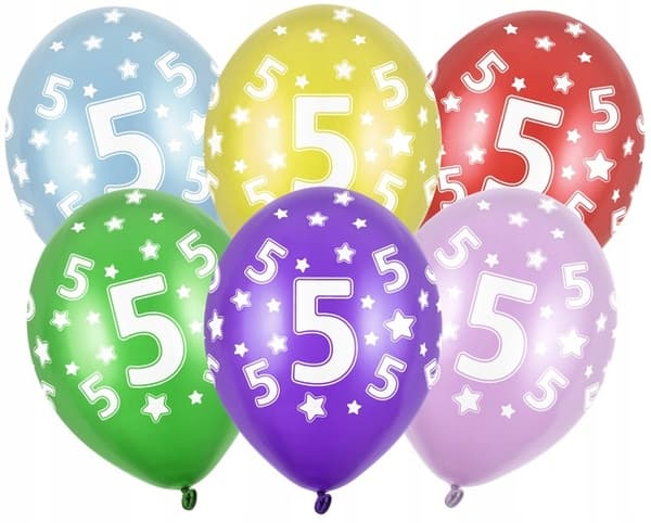 Ballonger med 5-årstryck, 5 st. 1 förpackning.