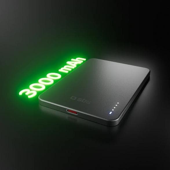 SBS Magnetisk Powerbank 3000mAh 15W MagSafe Grå