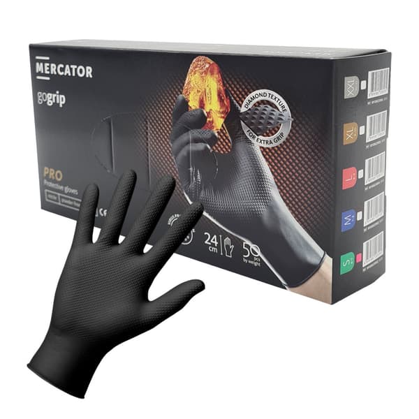 Nitrilhandsker S sorte Mercator Gogrip 50 stk.