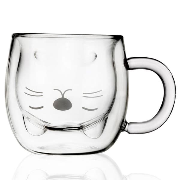Dubbelväggad termisk glas för kaffe kattunge dubbel 270 ml