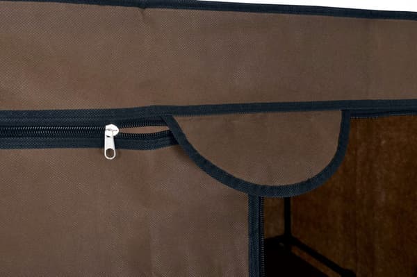 Fela tekstilgarderobe med hylde - mørkebrun