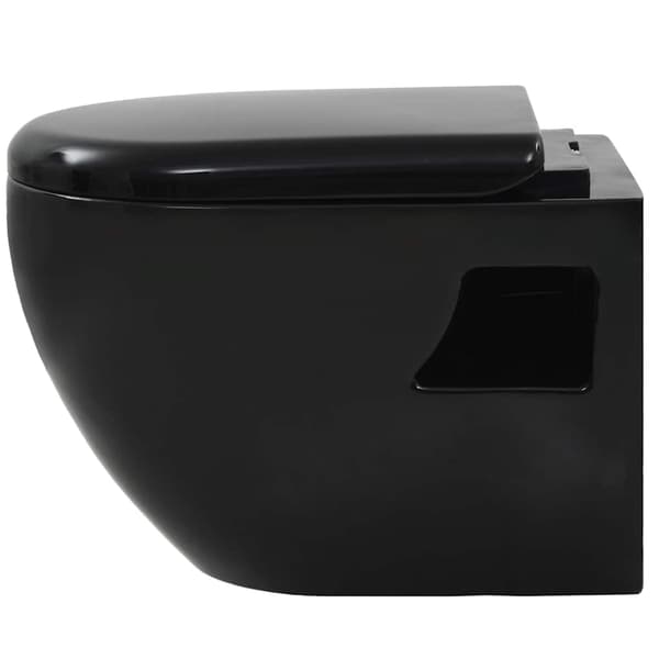vidaXL væghængt toilet, keramik, sort