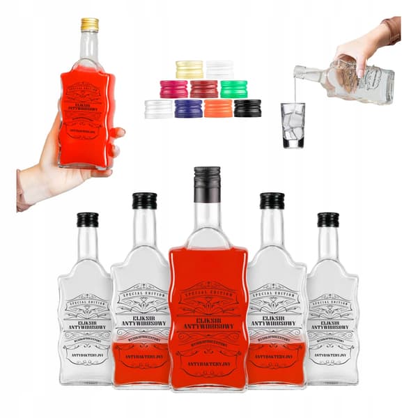 FALA Glasflaska 500 ml Med Tryck ANTIVIRUSELIXIR 0,5L Hembränt