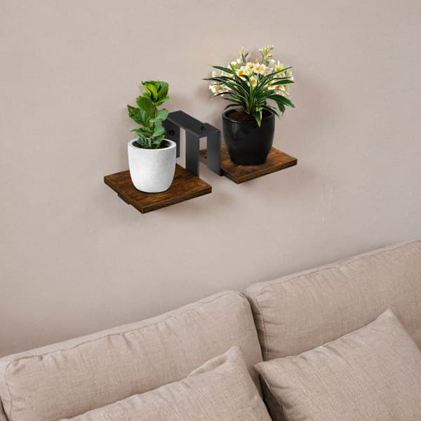 Svart FERNANDO RUSTIC loftblomsställ, åldrad ek