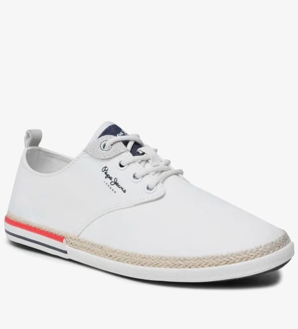 PEPE JEANS HERRE HVIDE SNØRESKNOFFE 46 AWE