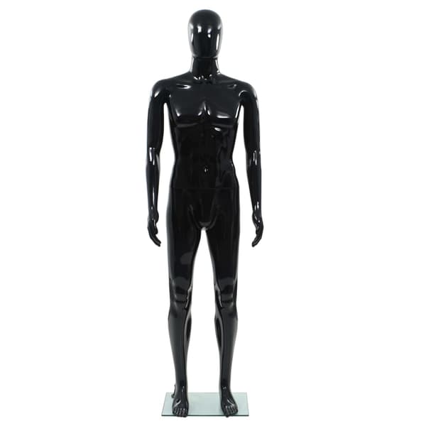 vidaXL herremannequin med glasbase blank sort 185 cm