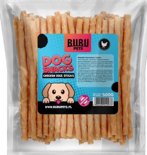 Bubu Pets | Hundegodbidder 500g - Kylling- og rissticks 500g