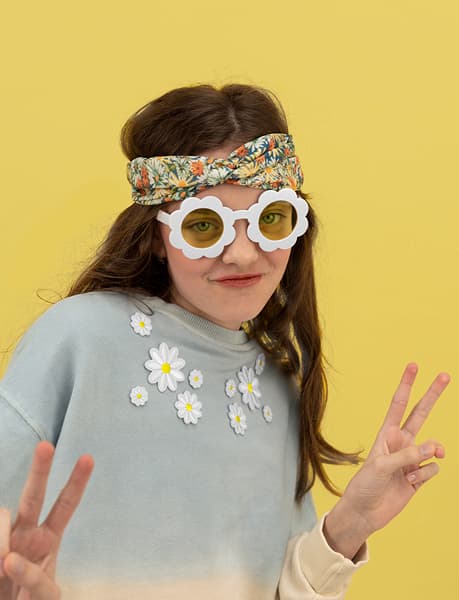 Daisy briller hvide med gule linser 1 stk.