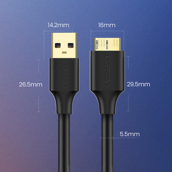 Ugreen US130 10843 USB-A 3.0 - micro USB-B -kaapeli 2m - musta