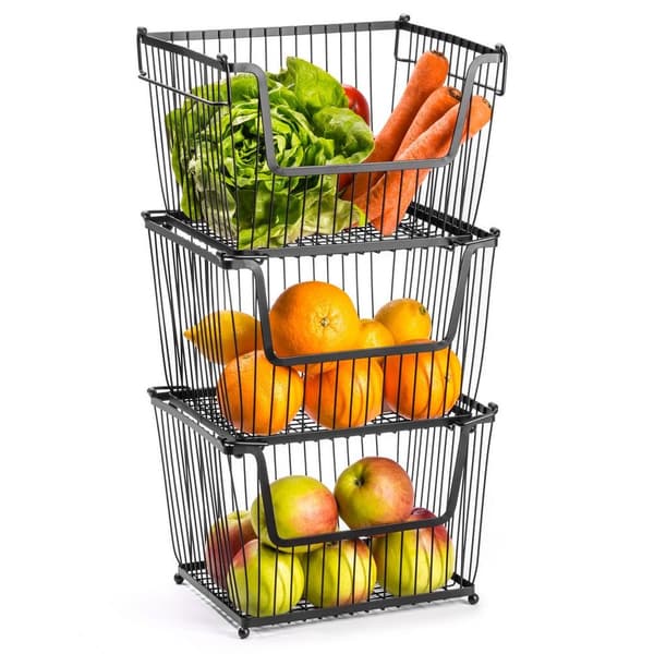 Svart metallkorg för frukt och grönsaker