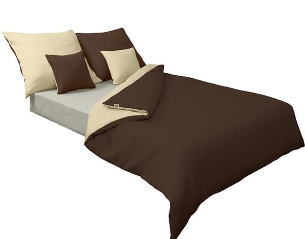 Satin Sengetøj 140x200 DOUBLE FACE Brun og Creme