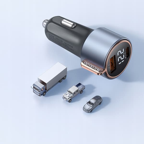 MCDODO KRAFTFULD HURTIG BILOPLADER MED 2X USB-MÅLERE USB-C 75W LED