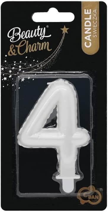 Ljus Numero 4 FYRA Helmivalkoinen 7cm