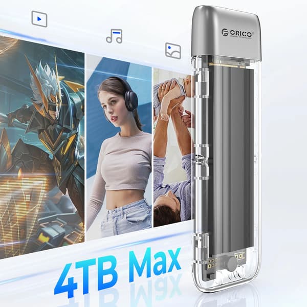 Orico TXM2-C3 M.2 NVME USB-C 3.2 10Gb/s kiintolevy - harmaa