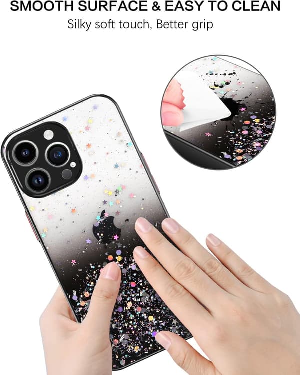 GLITTER SILIKONE ETUI TIL APPLE IPHONE 14 PRO MAX + HOLDER A2894
