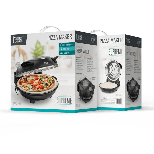 Teesa Supreme+ pizzauuni 400°C 1200W kiviikkuna 2 lapaa