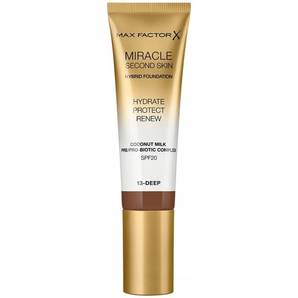 MAX FACTOR MIRACLE SECOND SKIN foundation til ansigtet - 013 MØRK - 30ml