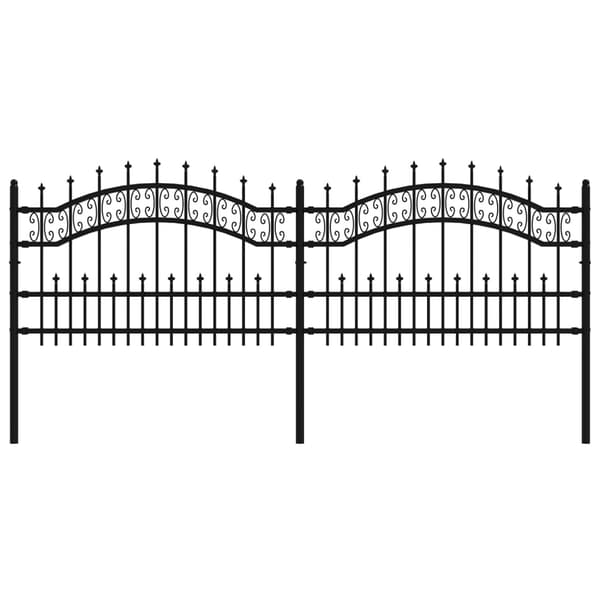 vidaXL spidshegn, sort, 115 cm, pulverlakeret stål