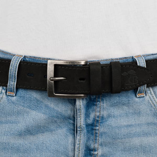 Herrebælte i ruskind, 4 cm bredt, klassisk sort premium Beltimore