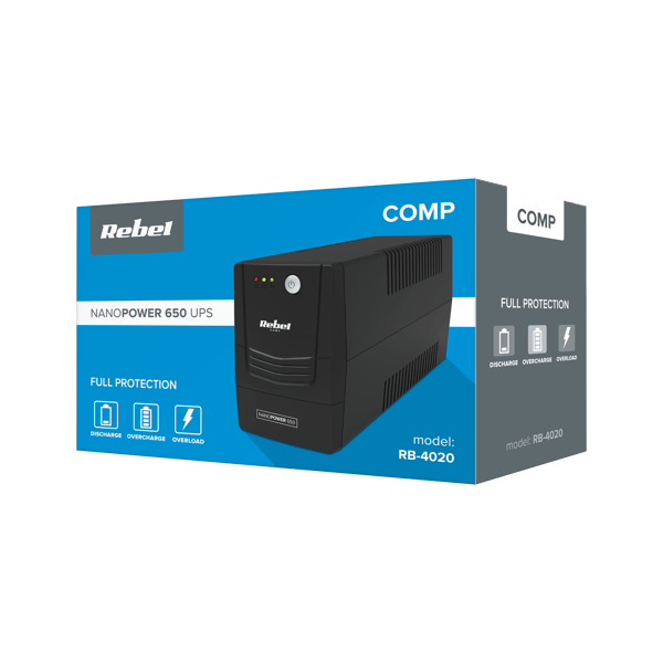 UPS Rebel Nanopower 650VA/360W computernødstrømforsyning