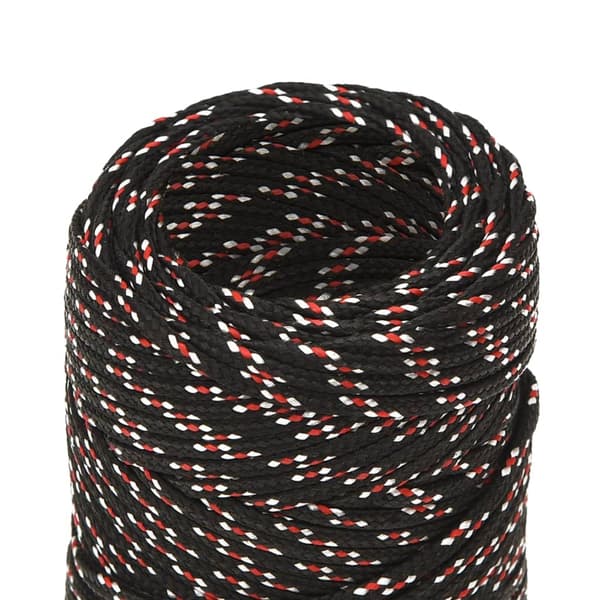 vidaXL sejlreb, sort, 2 mm, 50 m, polypropylen