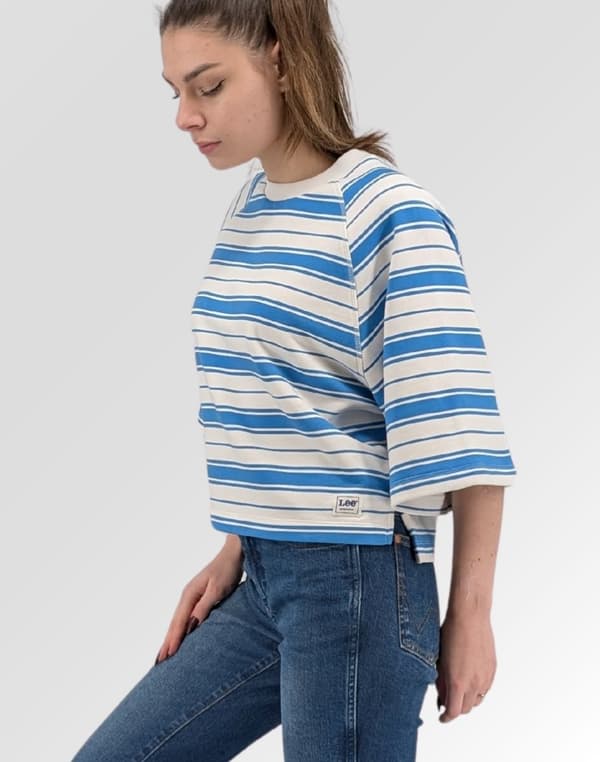 Lee RAGLAN SWEAT WORKWEAR lös raglan tröja bomull dam ränder S