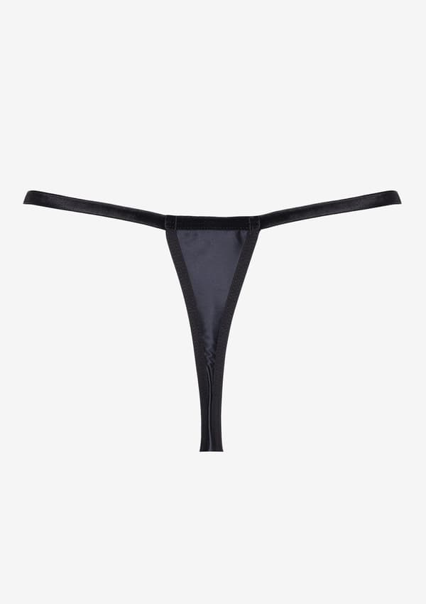 Satin string dame med broderi foran Marcella Poupee Marilyn XL sort