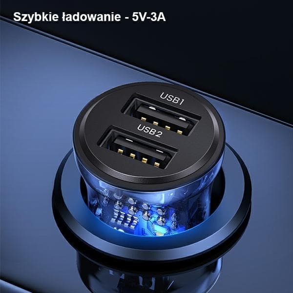USAMS Biloplader C31 3A 2xUSB-AFast Charge blå/blå CC162CC02 (US-CC162)