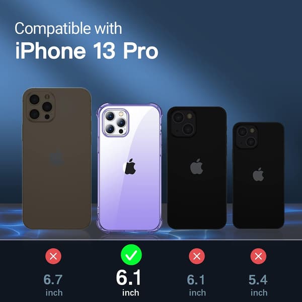 LÄPINÄKYVÄ VIOLETTI SUOJA IPHONE 13 PRO 6.1' 2X LASIA