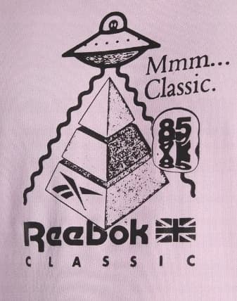REEBOK PINK BOMULDSHÆTTETRØJ MED MØNSTERBAGGRUND