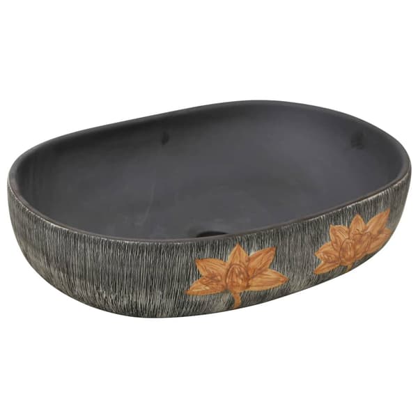 vidaXL bordvask, grå og sort, oval, 59x40x14 cm