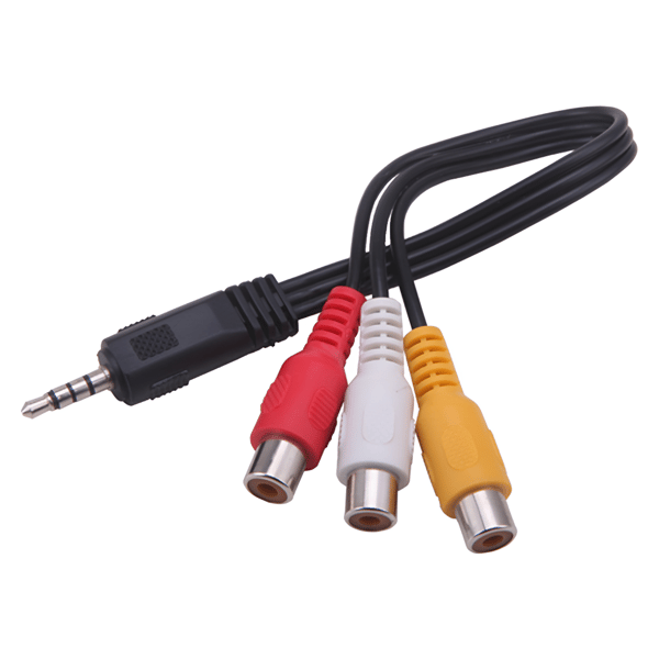 3,5 mm 4-pol jack til 3 x RCA audio video stereo splitter
